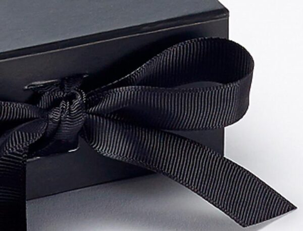 Black Emboss Printed With Ribbon Box
